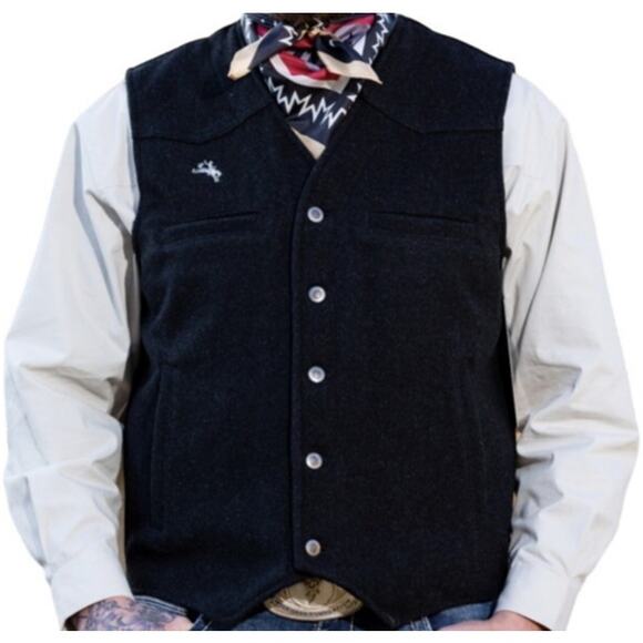Wyoming Traders 100% Australian Wool Vest Water Resistant Pockets Lined Black XL